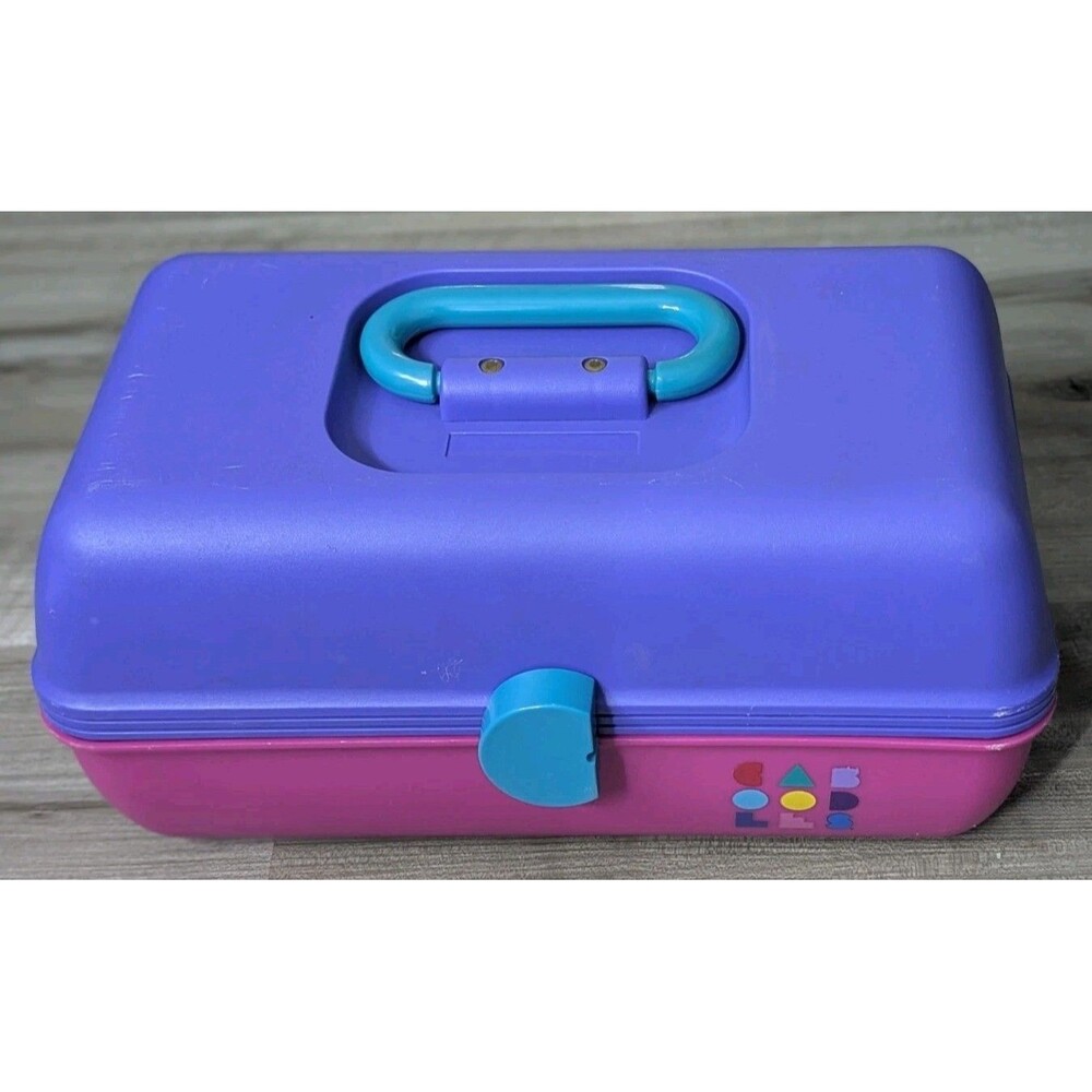 VTG Caboodles Purple/Pink/Teal Make Up Storage Organizer Hard Case W/Mirror 2622